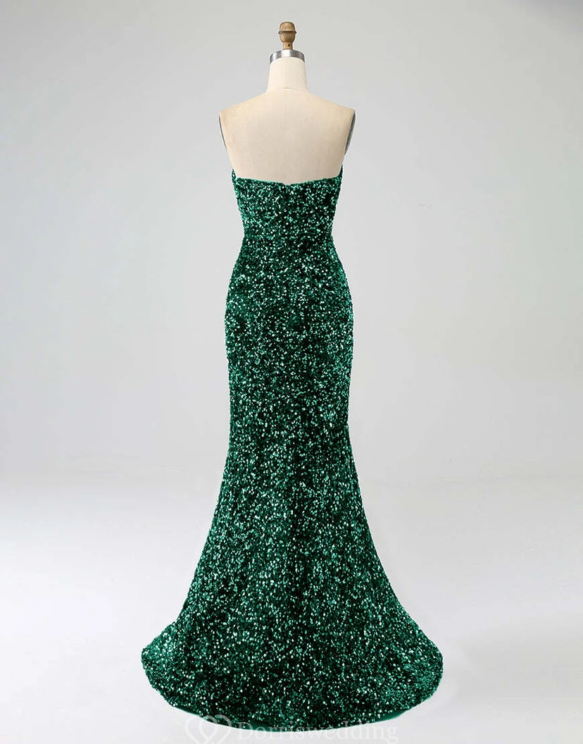 Robe bustier bleu roi à sequins et fente jusqu'à la cuisse view 18