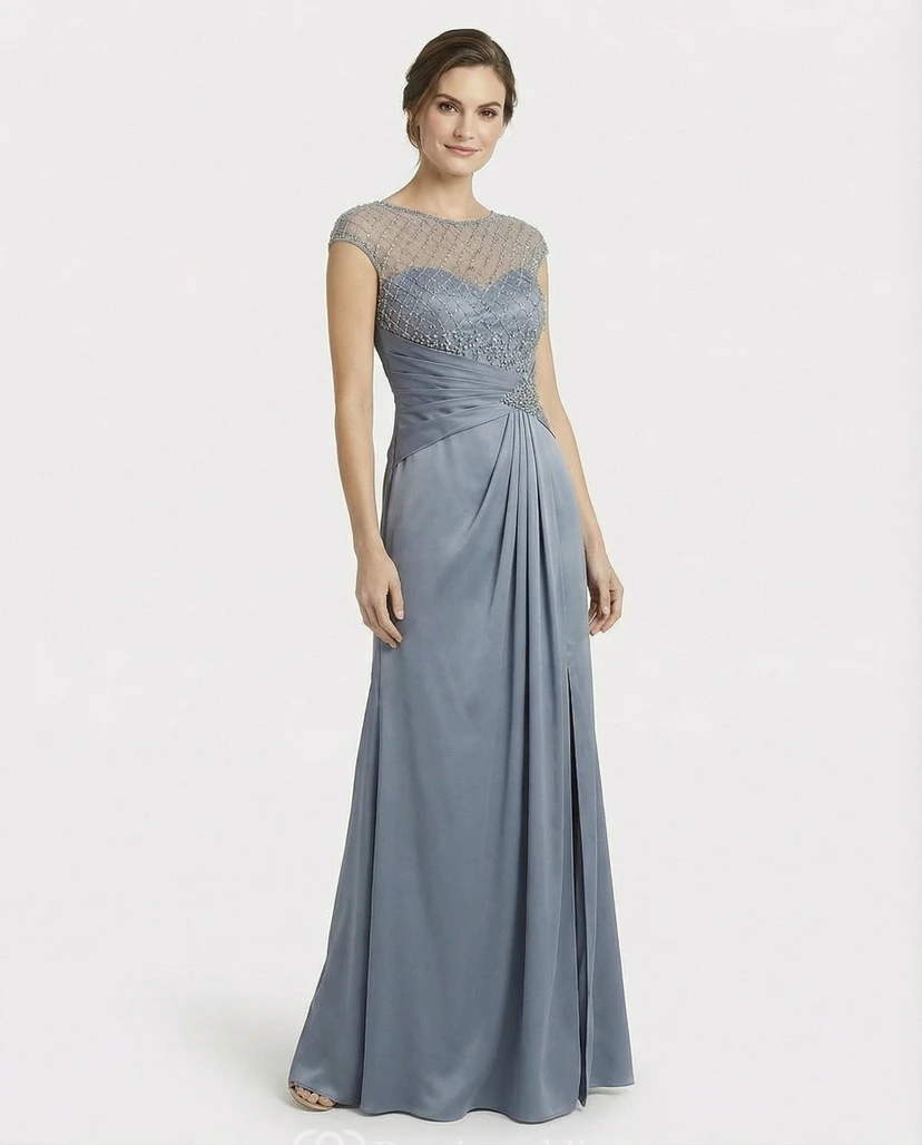 Keyhole Back Front Slit Mother of the Bride