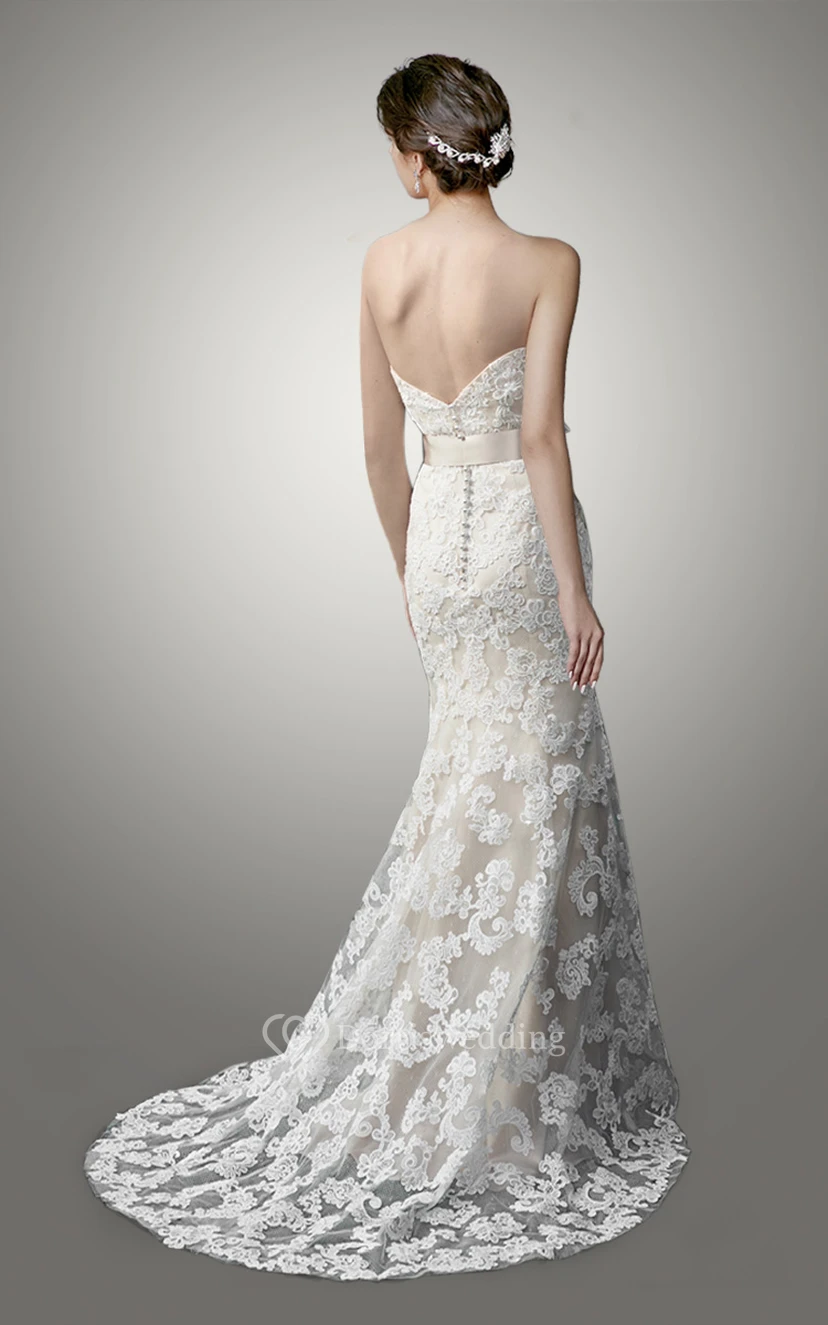 Strapless Sweetheart Lace Wedding Dress Styles With Sexy Back view 2