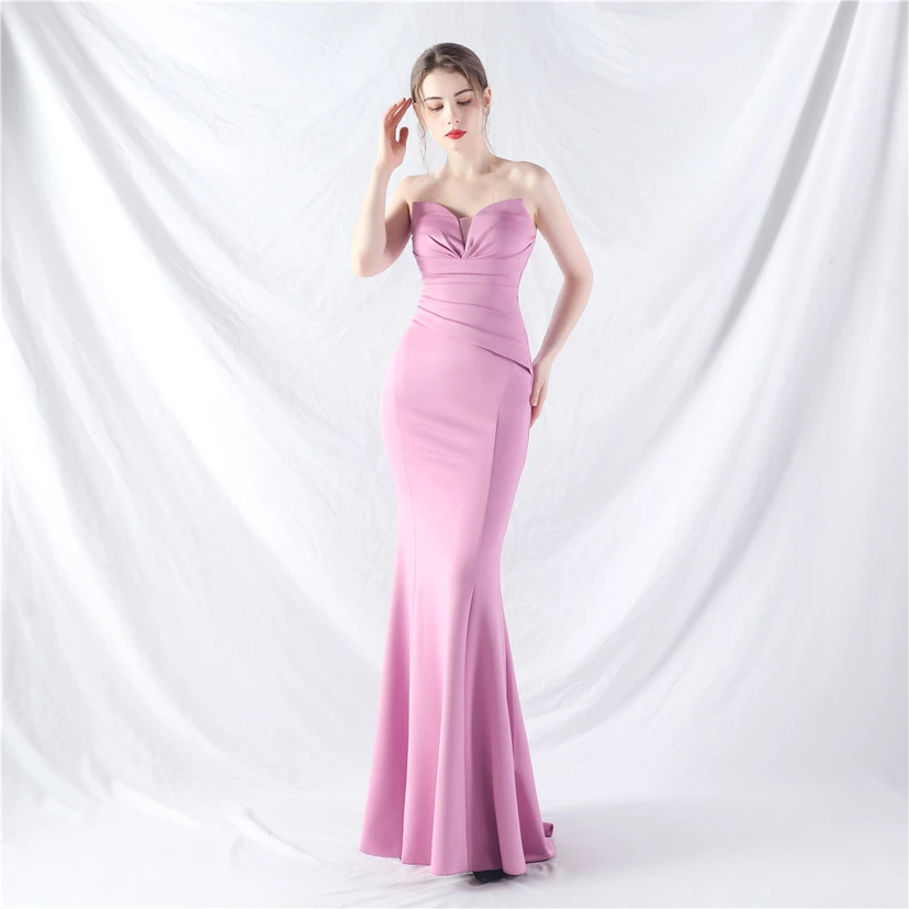 Craft Dress Sexy Off-Shoulder Wrapped Chest Satin Evening Dress view 18
