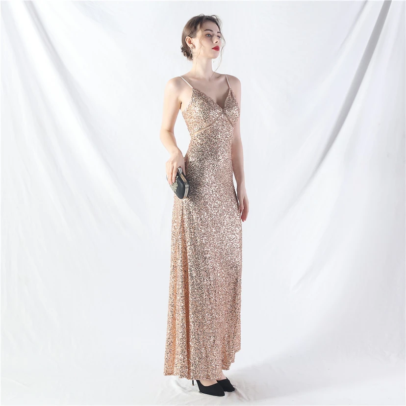 Robe longue trapèze évasée à paillettes, modèle phare du quotidien view 41
