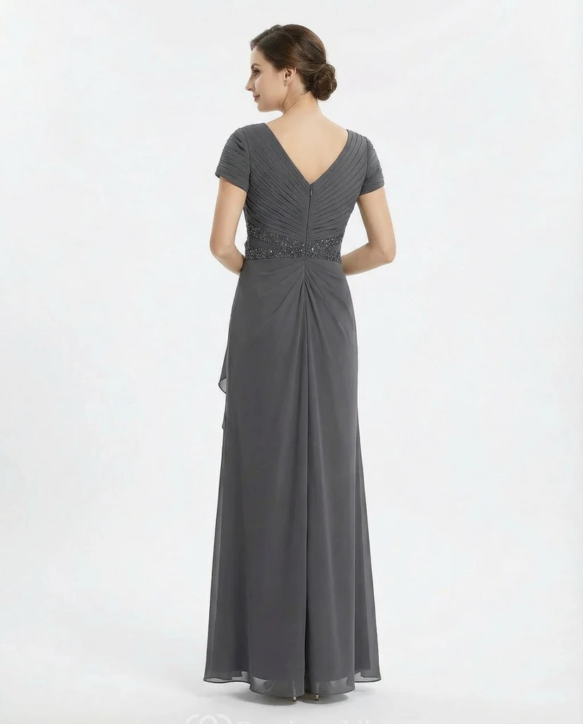Beaded Jersey V-Neck Dress with Draping view 2