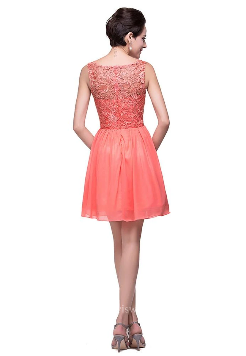 Lovely Lace Sleeveless Hoemcoming Dress Short Chiffon view 5