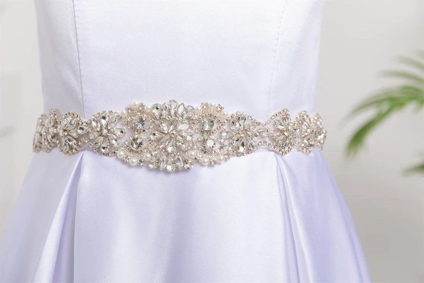 Satin Scoop-neck Sleeveless Solid Flowergirl Dress with Beaded Waist view 7