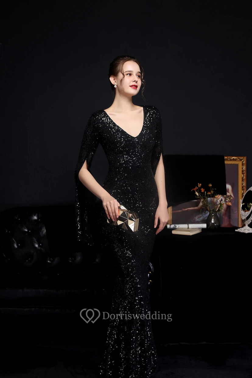 Robe de soirée élégante à sequins, longue, cintrée et sirène, idéale pour les réceptions et les célébrités. view 17