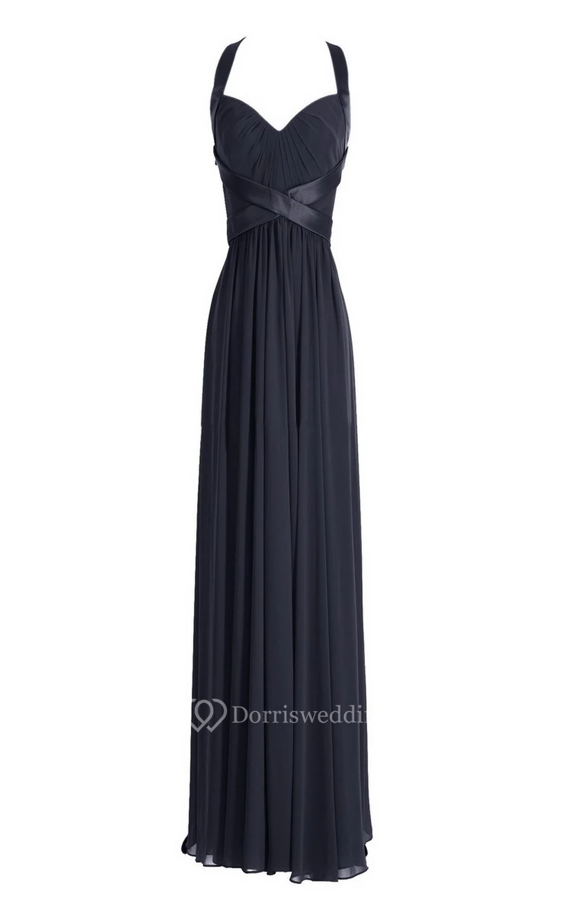 Sleeveless Empire Long Chiffon Crisscross Dress view 17