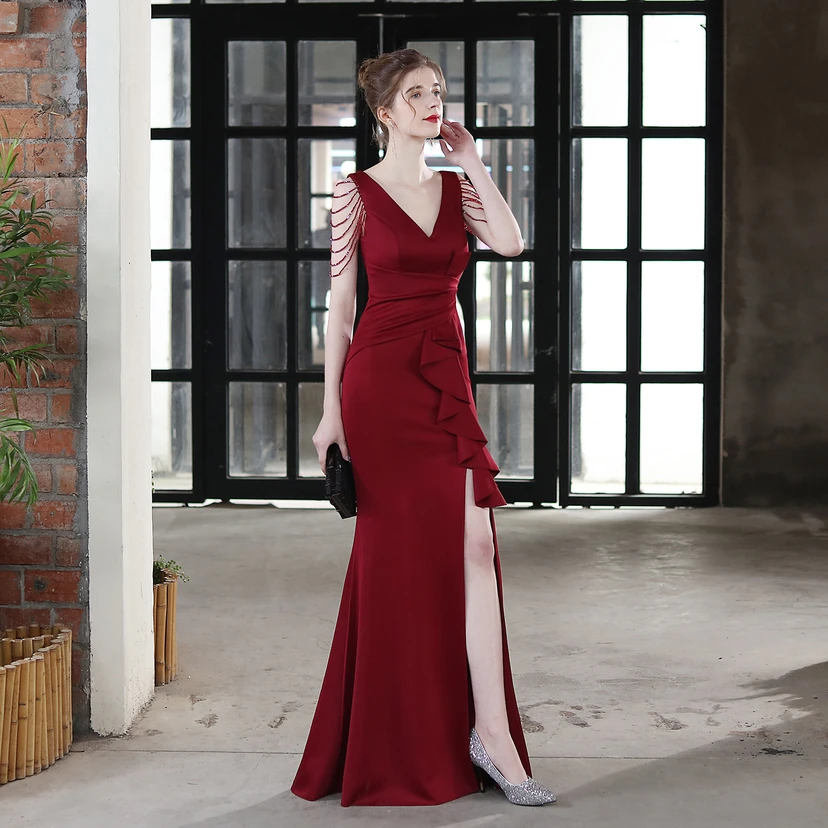 Toast Dress Bride Long Sling Thank-You Banquet Slim Fishtail Skirt Wedding Car Model Exhibition Dress view 34