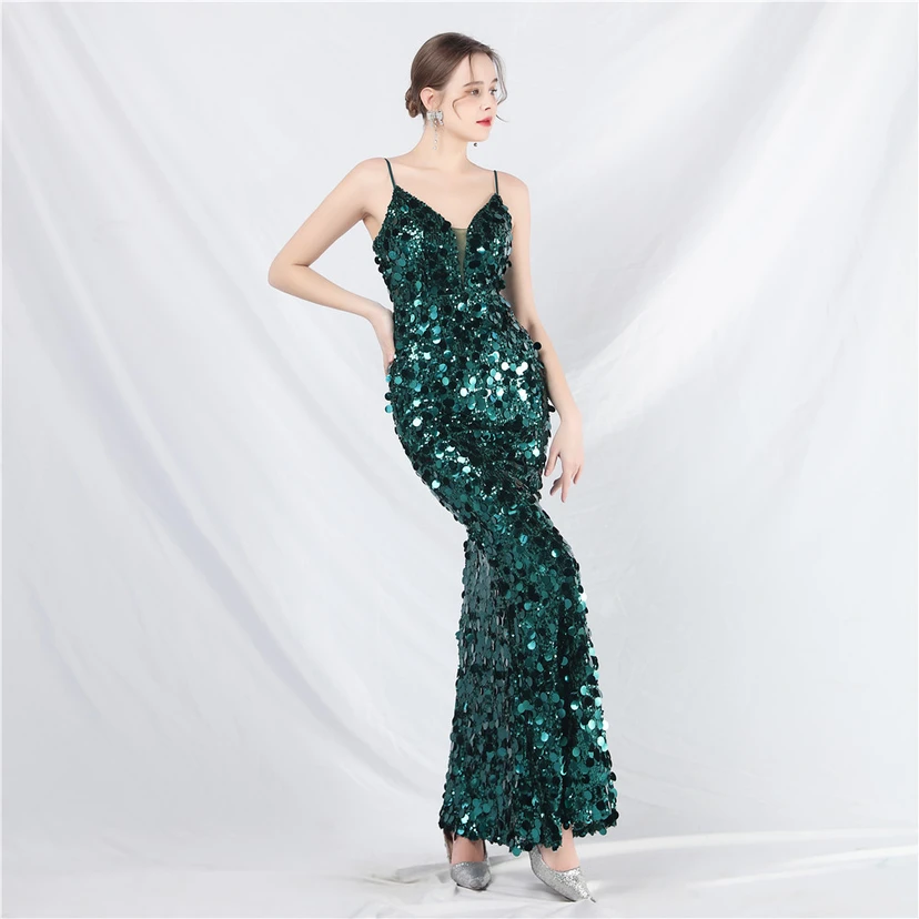Robe de soirée longue à bretelles haut de gamme view 4