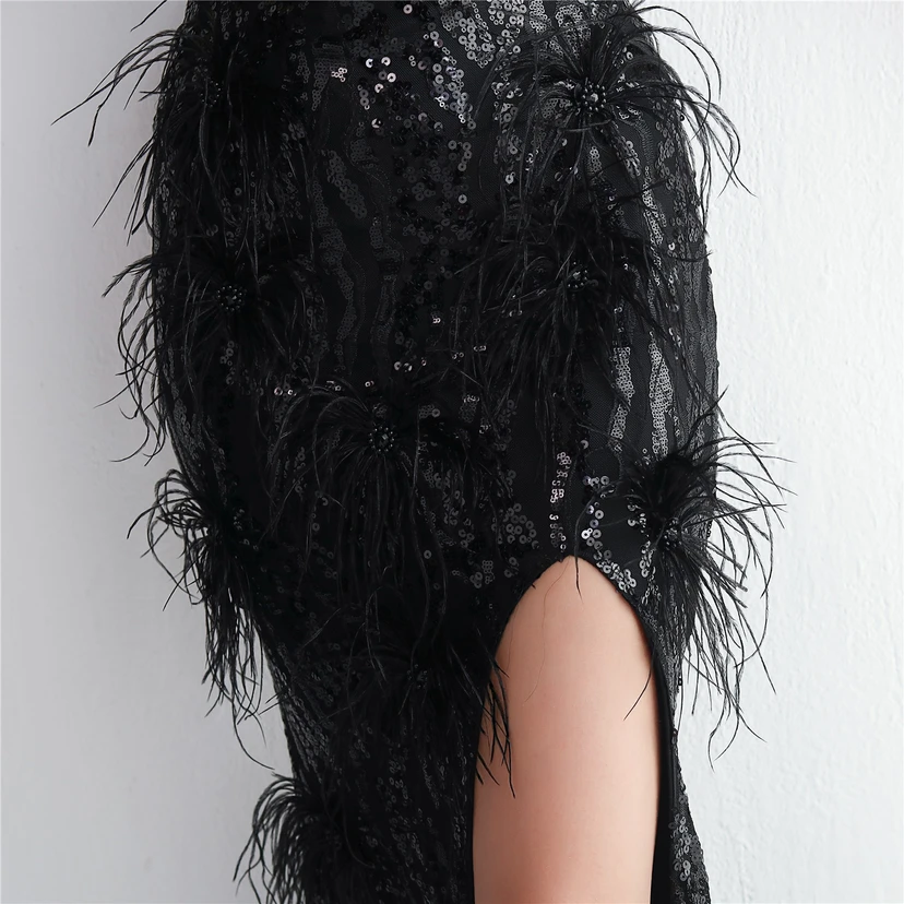 Positioning Flower Craft Beading Craft Imported Wool Dress Long Banquet Slim Evening Dress Elegant Temperament view 63