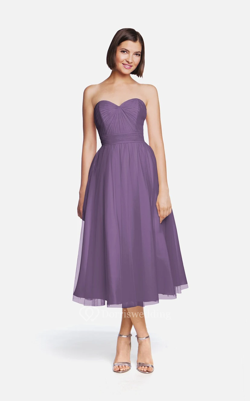 Tulle Tea-Length Angelic Dress With Sweetheart Neck view 13