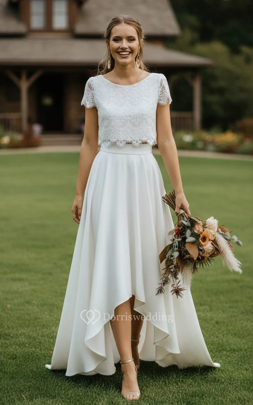Boho Chic Two-Piece Satin Bridal Set