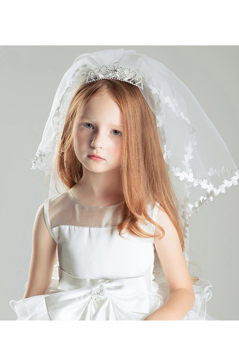 Sweet Crown Multi-layer Lace Bottom Tulle Flower Girl Veil view 3