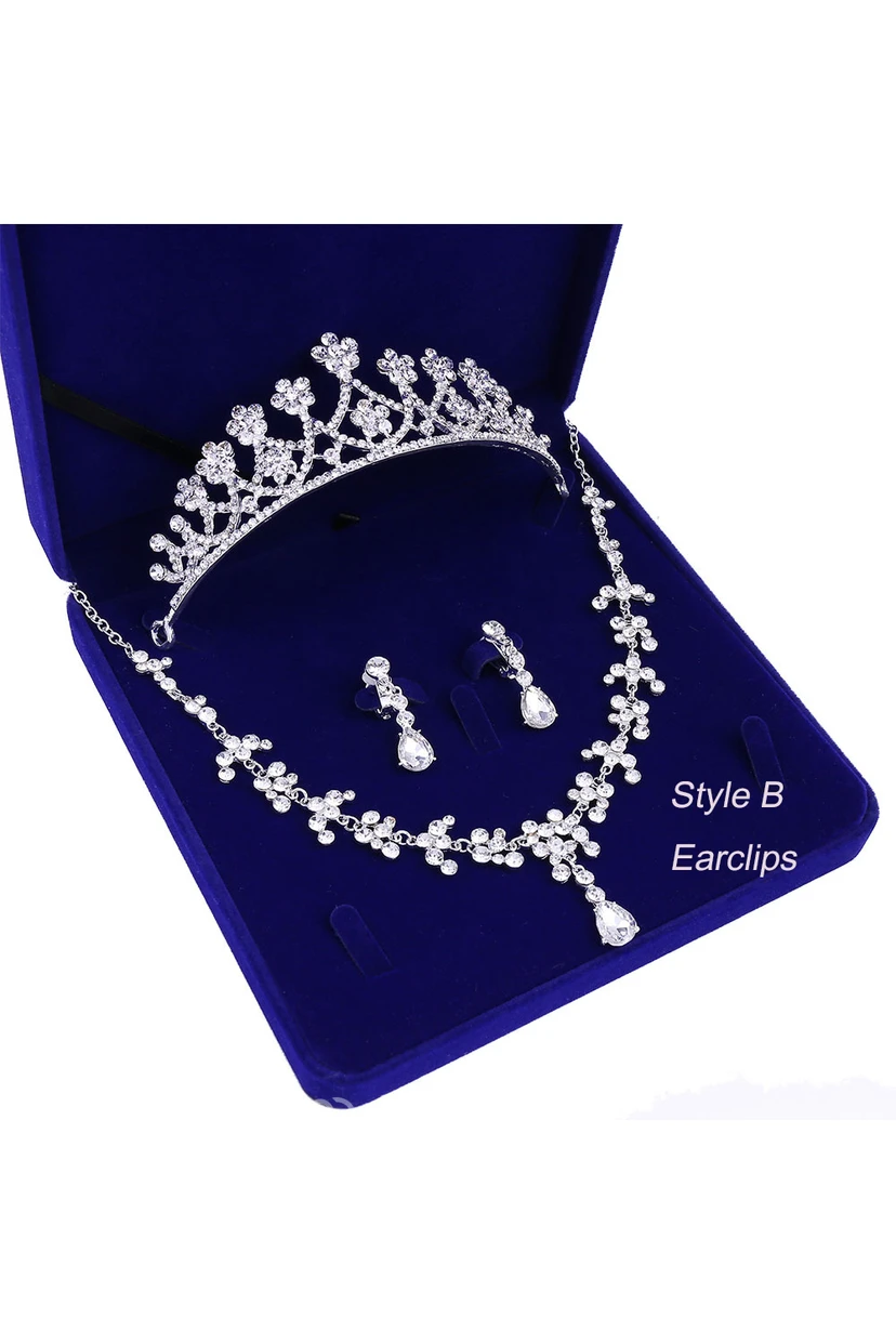 Bridal Accessory-Crown Necklace Earrings/Earclips Set view 4