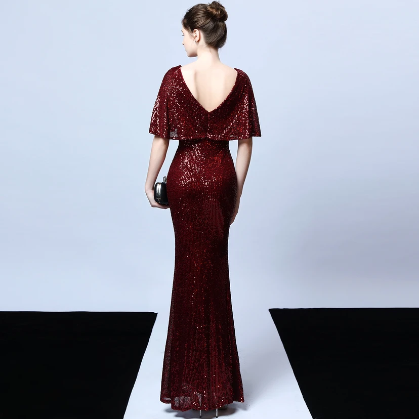 Elegantes Abendkleid mit Polyestergarn, Quasten, Pailletten und Fischschwanzsaum für Damen im Herbst view 29