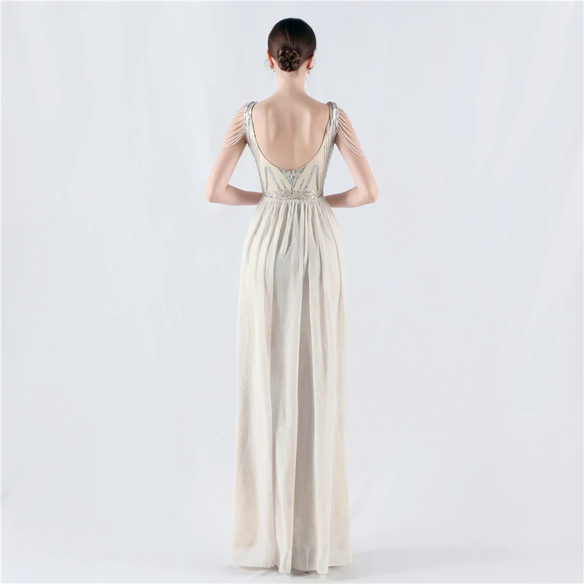Paillettenbesetzte Blumen mit Cape-Stickerei, hochwertiges Abendkleid, ideal für die Ausrichtung der Jahrestagung view 56