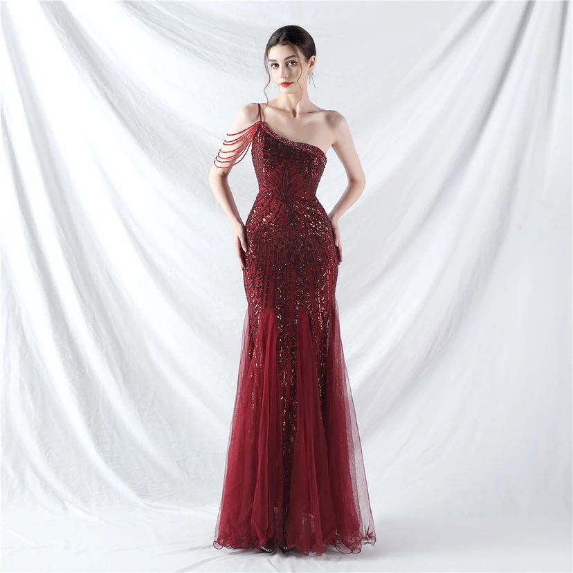 Robe de soirée haut de gamme ornée de perles de positionnement, de fleurs et de broderies en tulle. view 33
