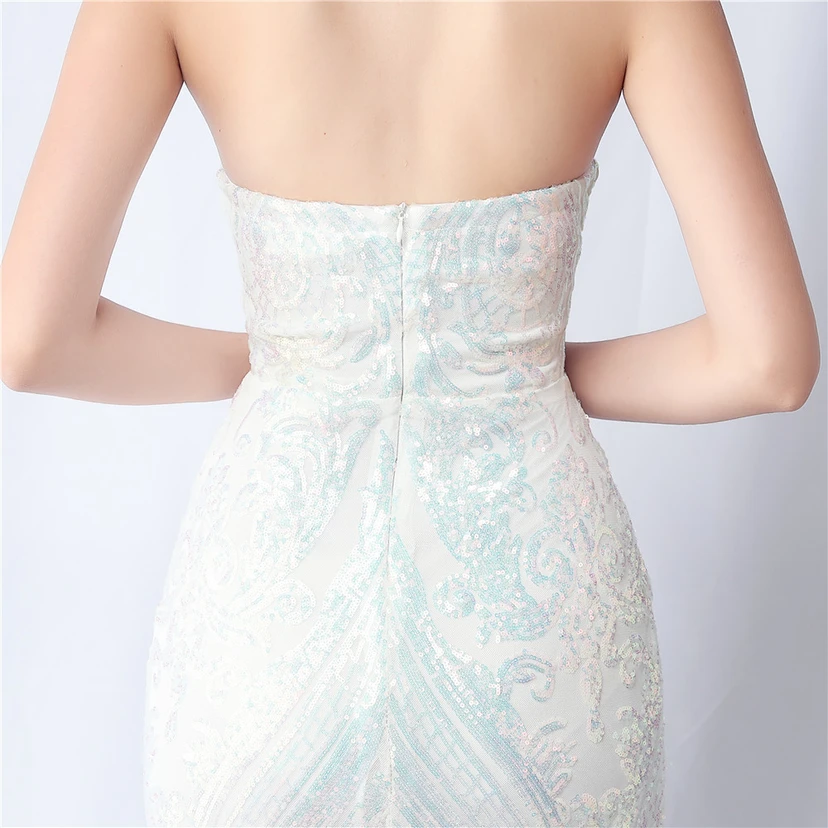 Positionierung Blumenschnitt Netz Pailletten Hochzeitsdinner Toast Party Abendkleid view 25