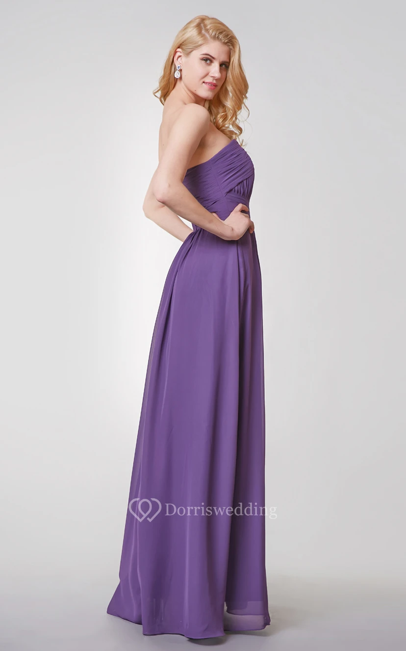 Sweetheart A-line Ruched Long Chiffon Dress view 3
