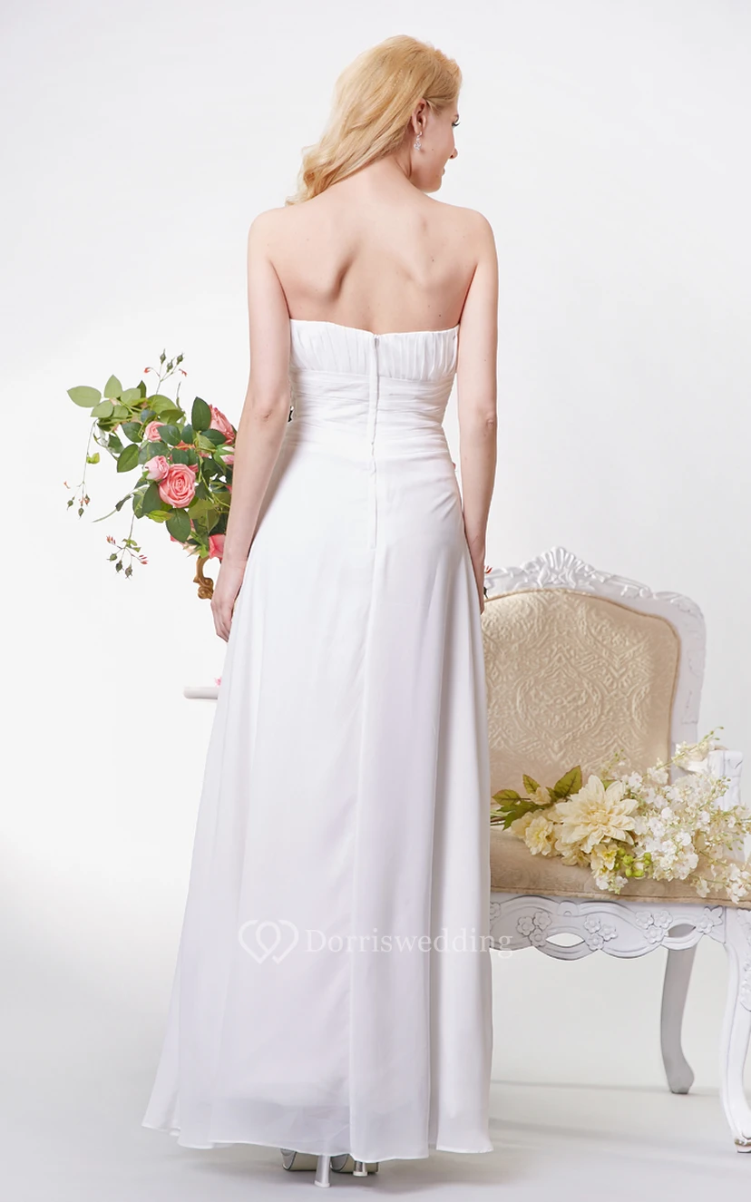 Strapless A-line Long Chiffon Dress With Ruching view 3