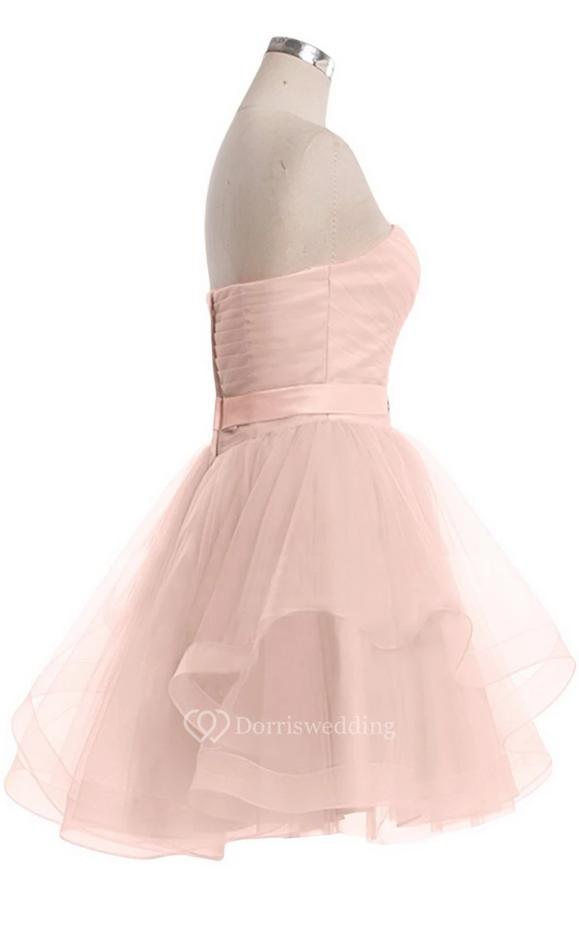 Sweetheart A-line Mini Dress With Pearled Waist view 17