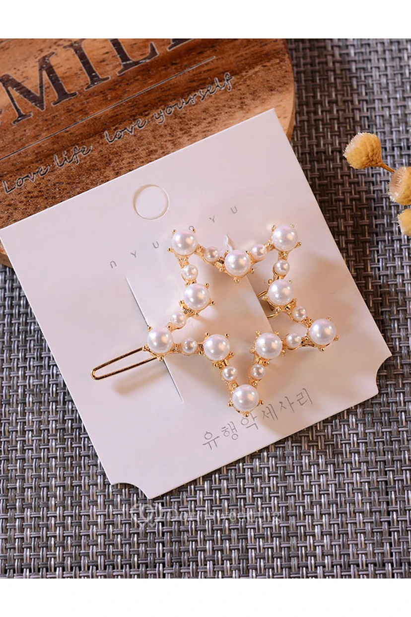 Preciosa pinza para el cabello romántica con forma de círculo, rectángulo, estrella, corazón o corona.