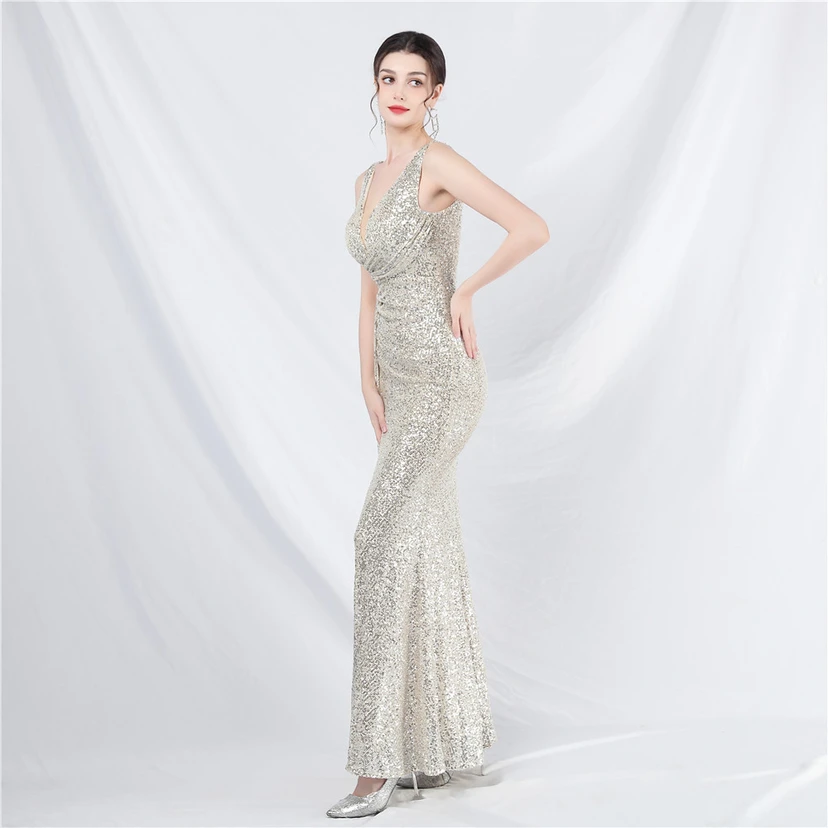 Cross-Border Dress Sequined Ribbon Long Evening Dress view 22