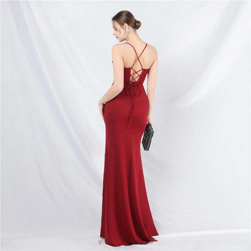 Vestido de noche de alta gama con tirantes y chaleco tipo espina de pescado Palace view 42