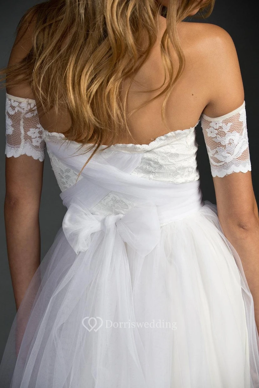 Off-The-Shoulder A-Line Tulle Dress With Lace Bodice view 5