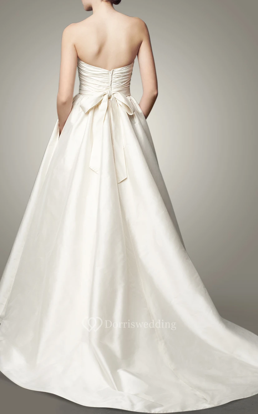 Beaded A-Line Sweetheart Taffeta Wedding Dress With Bow view 2