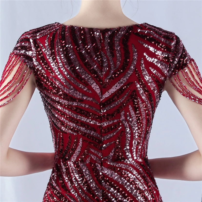 A-Line Big Swing Dress Skirt Encrypted Sequined Craft Beaded Evening Dress view 25