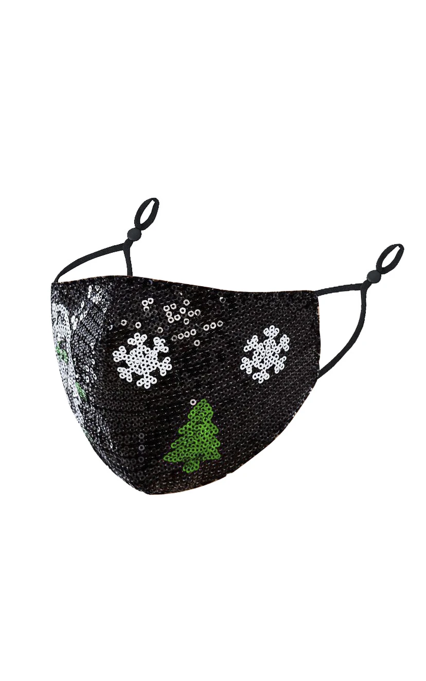 Non-medicial Sequin Christmas Cotton Reusable Face Mask In 7 Colors view 2