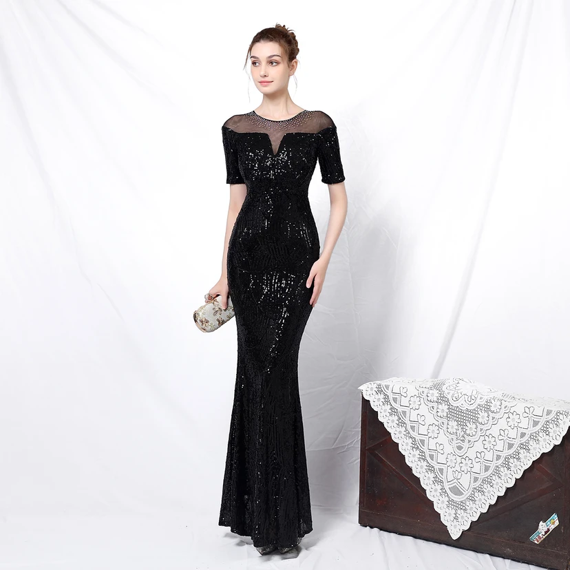 Elegantes, langärmeliges Paillettenkleid im Meerjungfrauenstil mit Meerjungfrauenschnitt – ein echter Hingucker! view 32