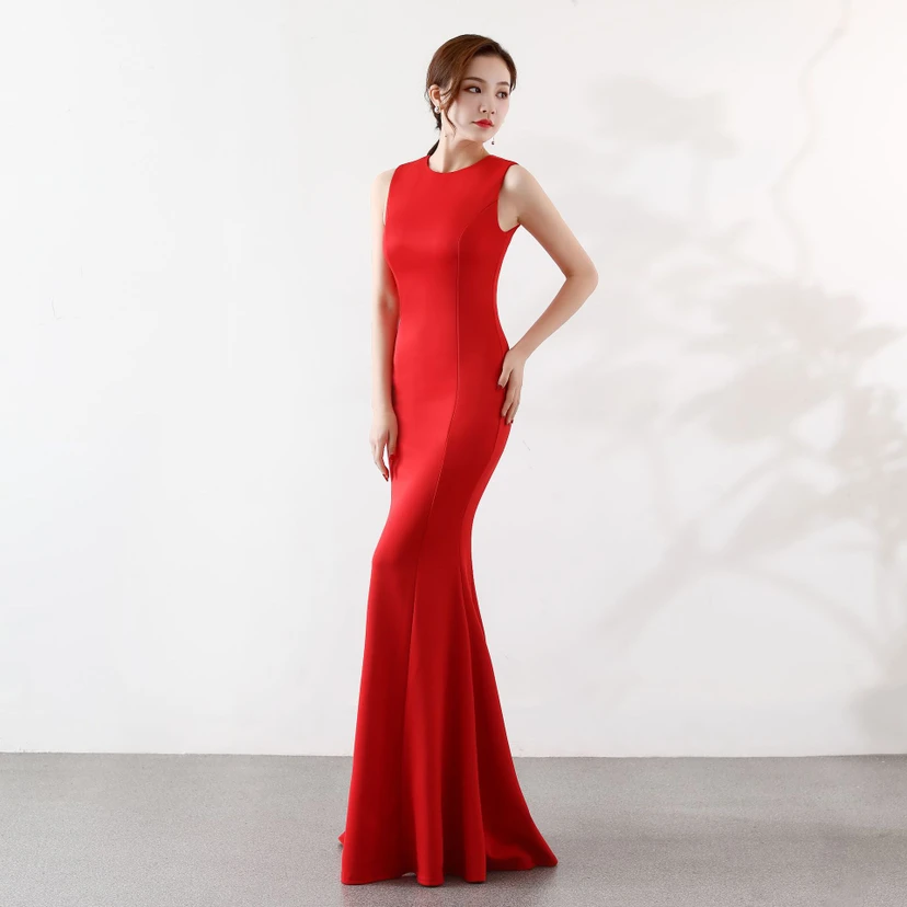 Robe de soirée élégante sirène pour mariée, longue et élégante, idéale pour un banquet ou des fiançailles. Jupe longue pour femme. view 12