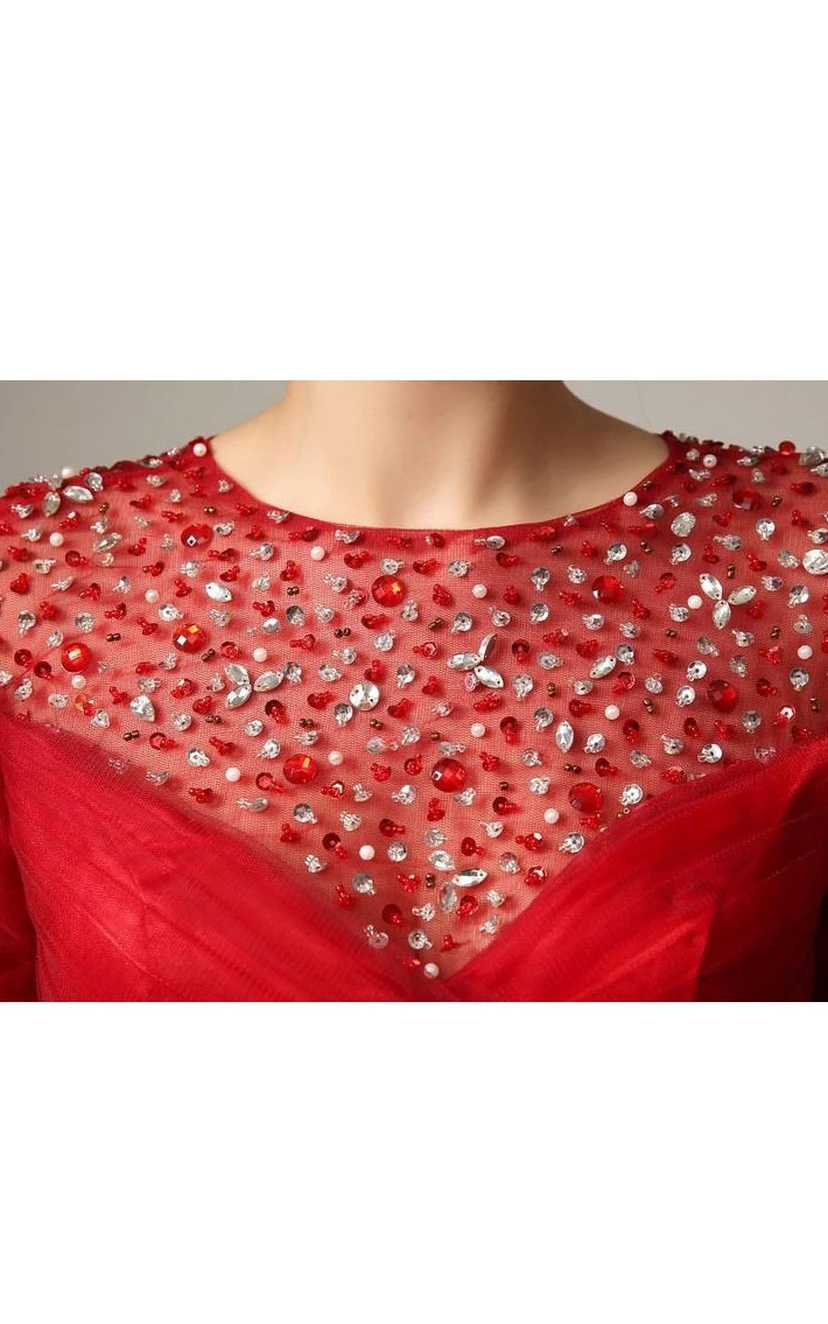 Stunning See-Through Neck Beading A-Line Prom Dress view 6