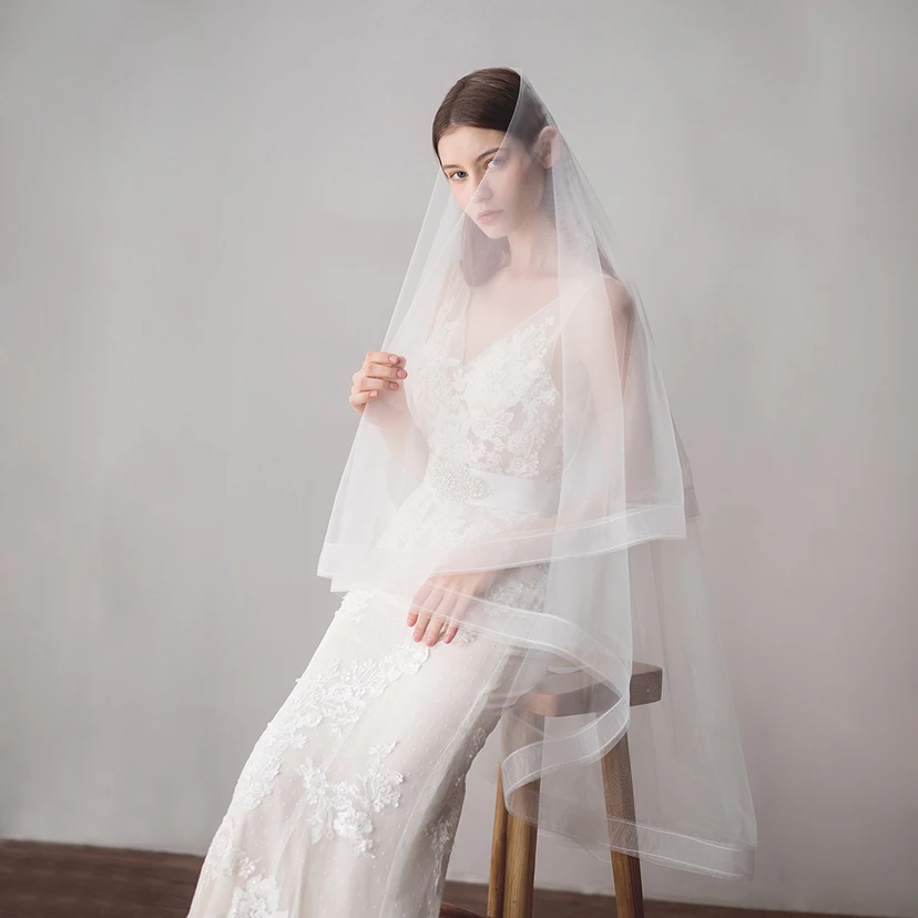 Western Style Two Tier Fingertip Veil view 4