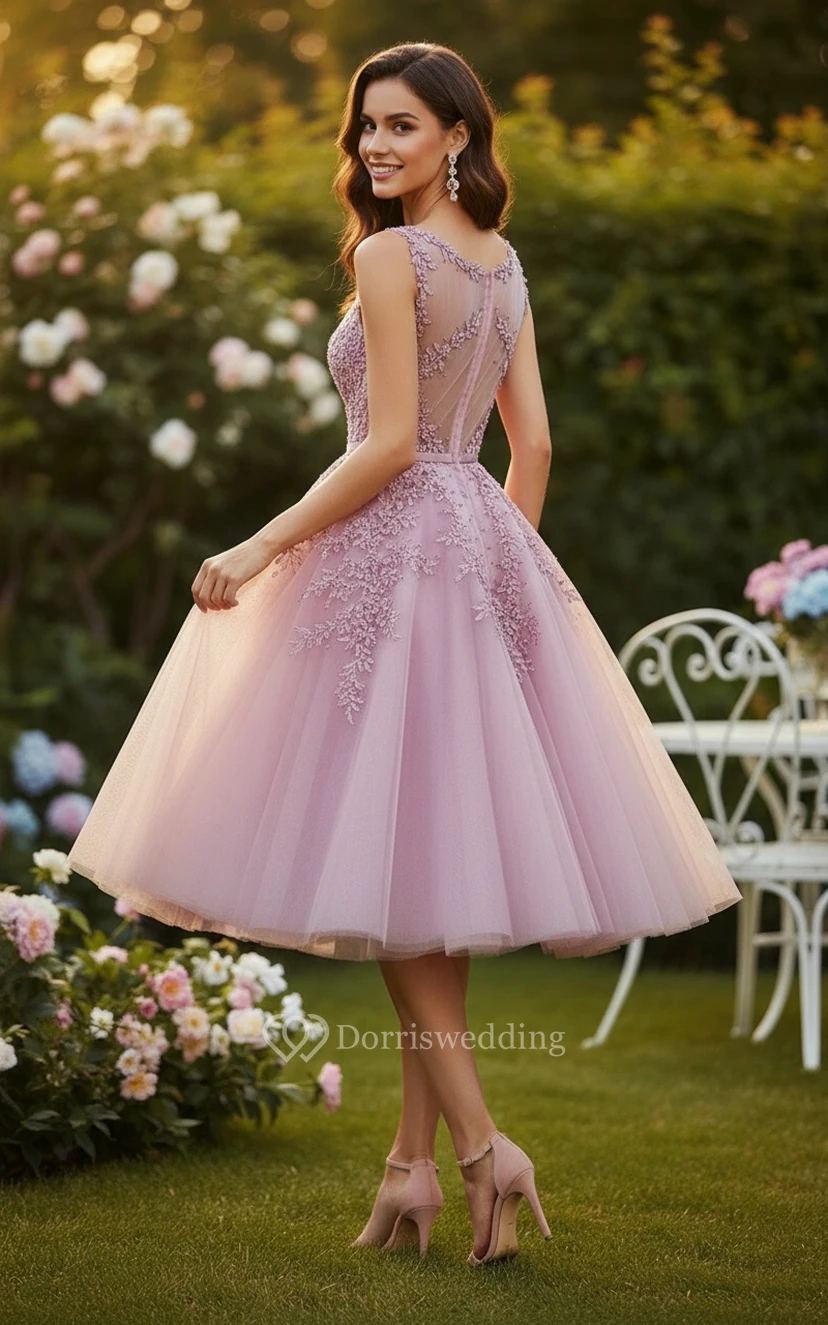 Robe midi élégante ornée de perles view 2