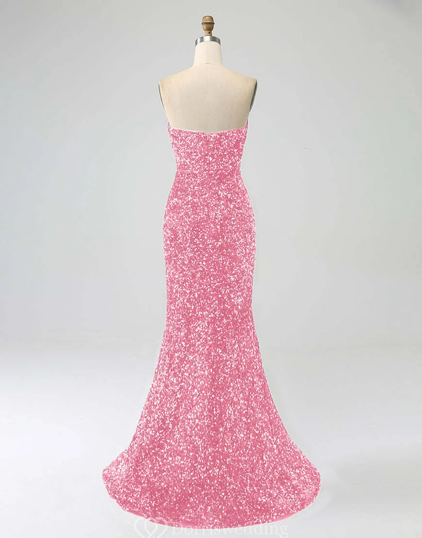 Robe bustier bleu roi à sequins et fente jusqu'à la cuisse view 30