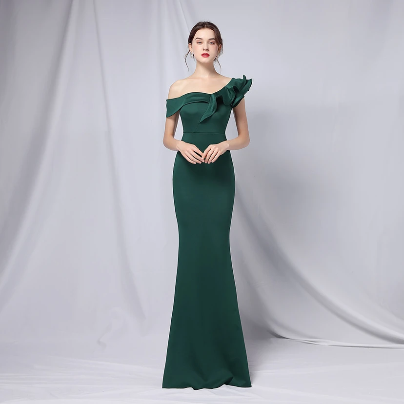 Sechsfarbiges, einseitig schulterfreies Abendkleid für festliche Anlässe, langes, elegantes, figurbetontes und sexy Meerjungfrauenkleid view 3
