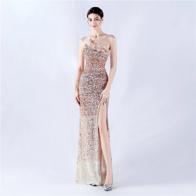 Robe de soirée en satin à baleines ornée de diamants et de fleurs, taille haute, pour réunion annuelle et mariage view 20