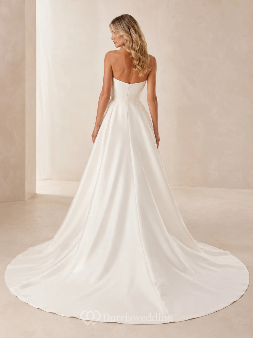 Robe de mariée élégante de coupe trapèze pour une cérémonie formelle view 2