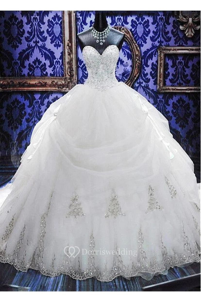 Gorgeous Ball Gown Beadings Wedding Dress Court Train Bowknot view 5