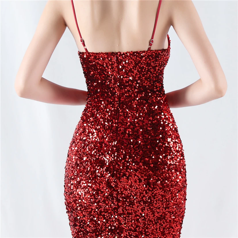 Samtiger, farbverlaufender, perlenbesetzter, sexy Strumpfhalter-Abendkleid view 52