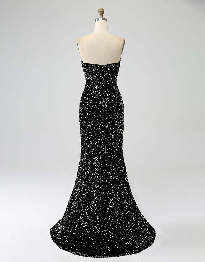Robe bustier bleu roi à sequins et fente jusqu'à la cuisse view 15