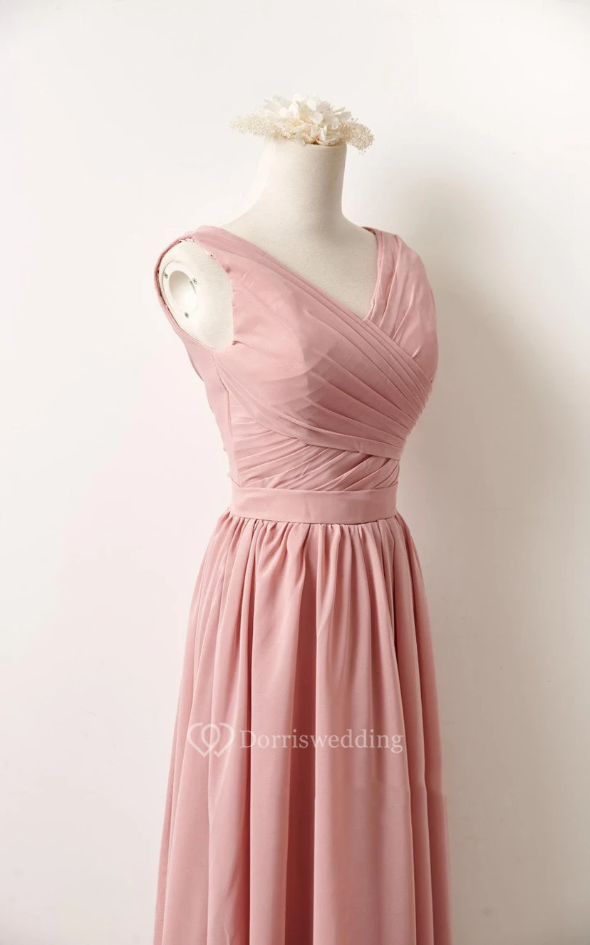 Short Maxi V-neck Chiffon Dress view 4