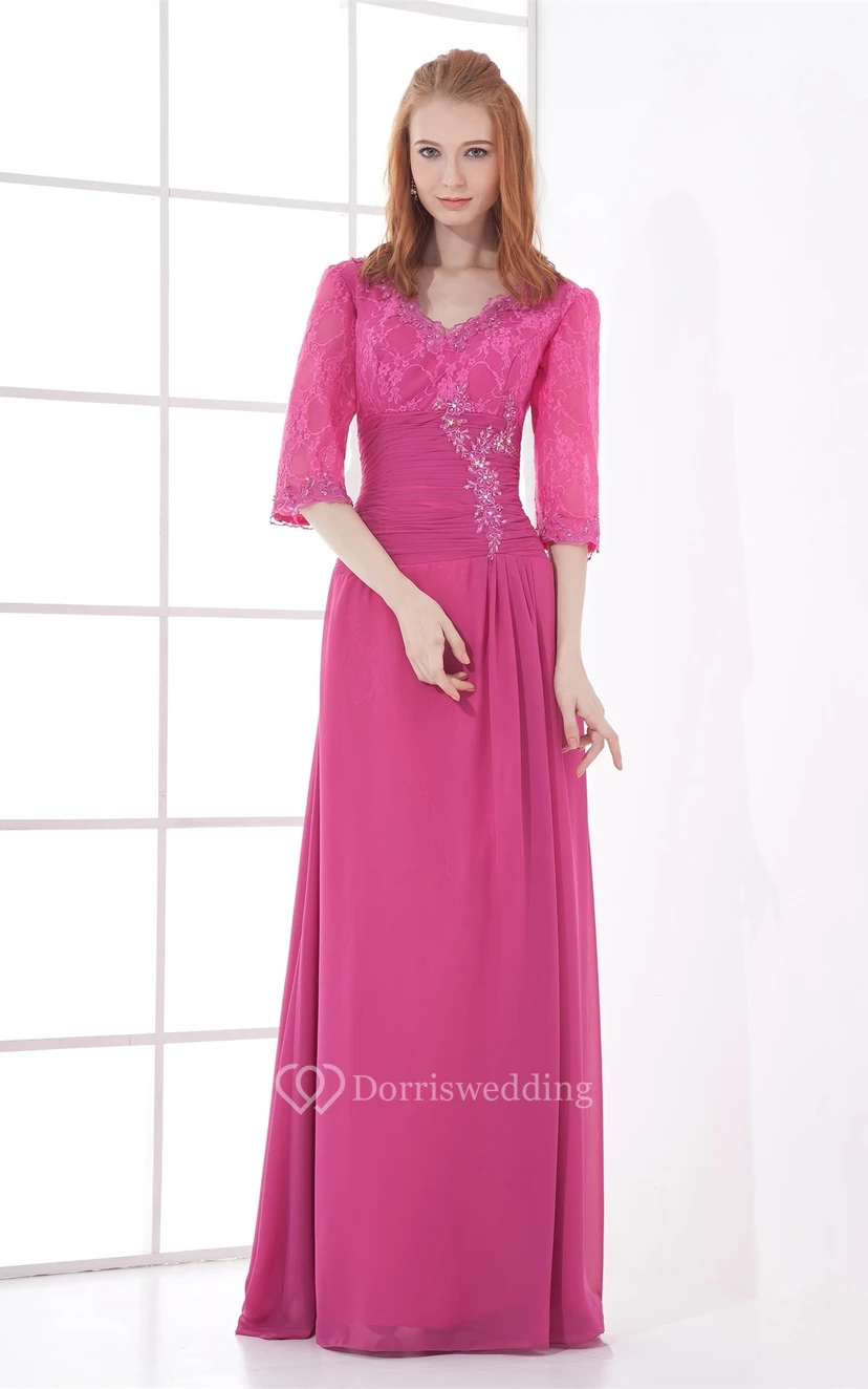 Elegantes vestidos largos de tubo con escote en V y media longitud para ocasiones especiales. view 3