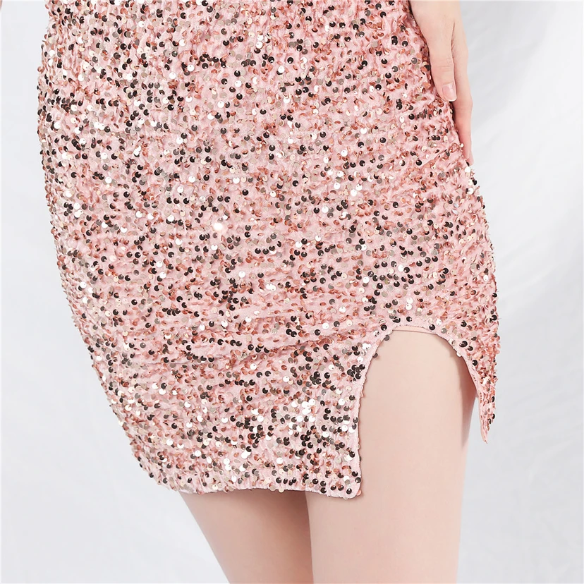 Craft Ostrich Feather Handmade Velvet Bottom Sequined Short Evening Dress Short Skirt view 45