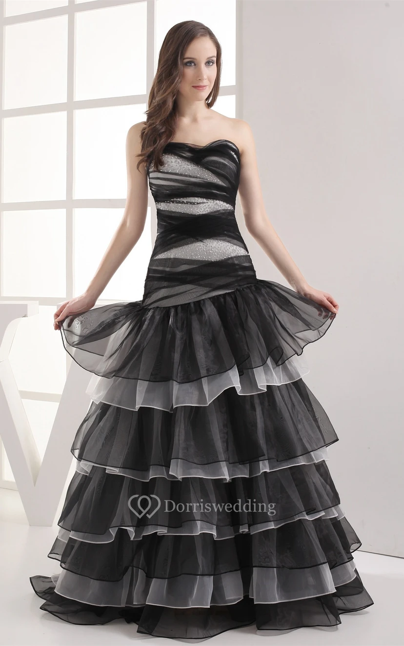 Two-Tone A-Line Stress and Gown With Tiers