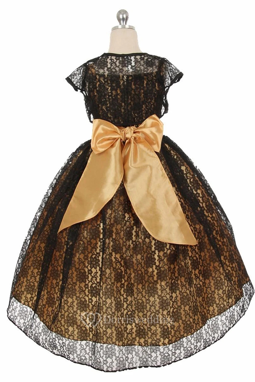 Robe de demoiselle d'honneur asymétrique en dentelle à imprimé floral croisé avec ruban view 2