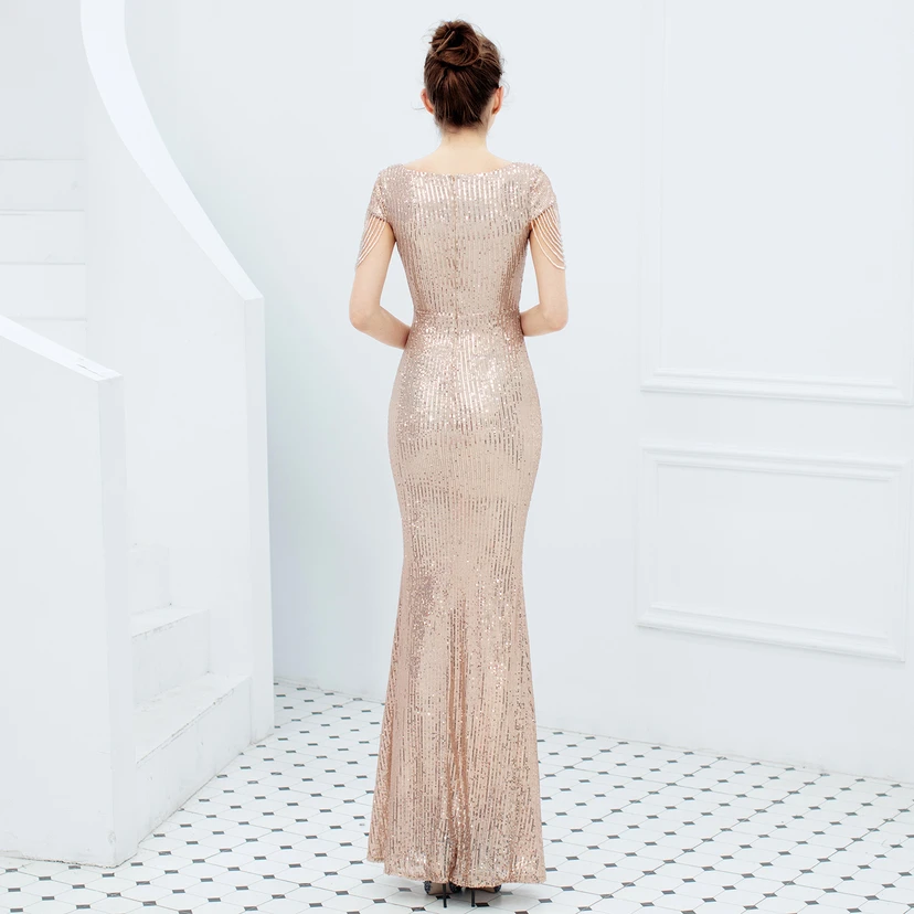 Evening Dress For Women Elegant Banquet Temperament Long Sequins Aura Queen Fishtail Slim view 17