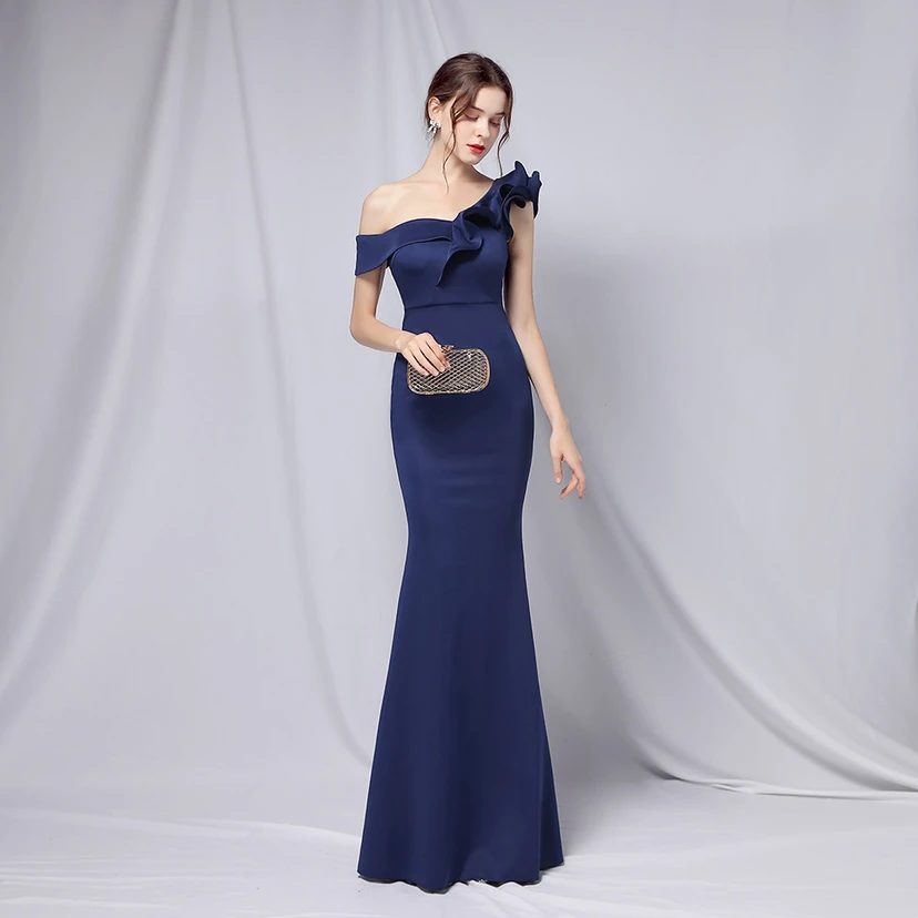 Sechsfarbiges, einseitig schulterfreies Abendkleid für festliche Anlässe, langes, elegantes, figurbetontes und sexy Meerjungfrauenkleid view 25